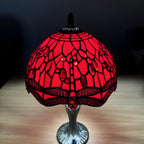 Tiffany Table Lamp Handcrafted Stained Glass Lampshade Stunning