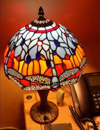 Tiffany Table Lamp Handcrafted Stained Glass Lampshade Stunning