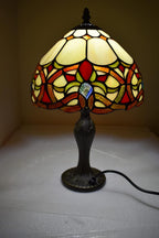 Tiffany Table Lamp Handcrafted Stained Glass Lampshade Stunning