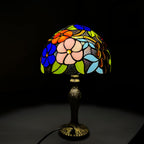 Tiffany Table Lamp Handcrafted Stained Glass Lampshade Stunning