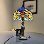 Tiffany Table Lamp Handcrafted Stained Glass Lampshade Stunning