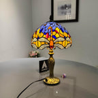 Tiffany Table Lamp Handcrafted Stained Glass Lampshade Stunning