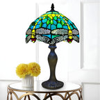 Tiffany Table Lamp Handcrafted Stained Glass Lampshade Stunning