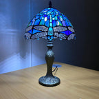 Tiffany Table Lamp Handcrafted Stained Glass Lampshade Stunning
