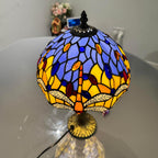Tiffany Table Lamp Handcrafted Stained Glass Lampshade Stunning