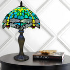 Tiffany Table Lamp Handcrafted Stained Glass Lampshade Stunning