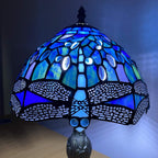Tiffany Table Lamp Handcrafted Stained Glass Lampshade Stunning