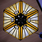 Tiffany Table Lamp Handcrafted Stained Glass Lampshade Stunning