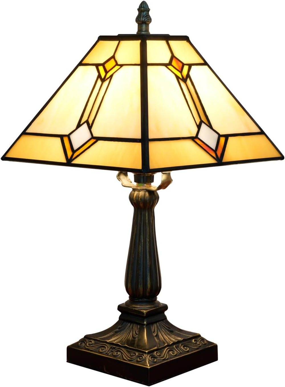 Tiffany Table Lamp Mission Style Stained Glass Antique