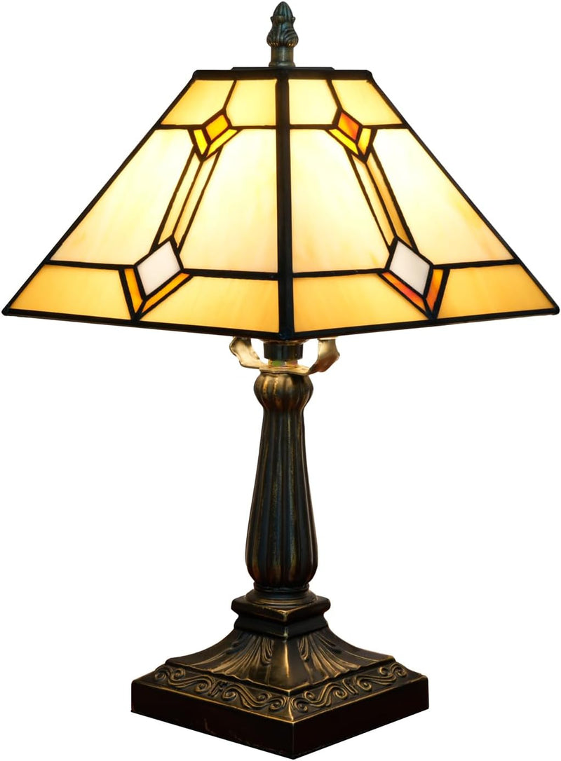 Tiffany Table Lamp Mission Style Stained Glass Antique