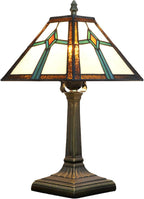 Tiffany Table Lamp Mission Style Stained Glass Antique