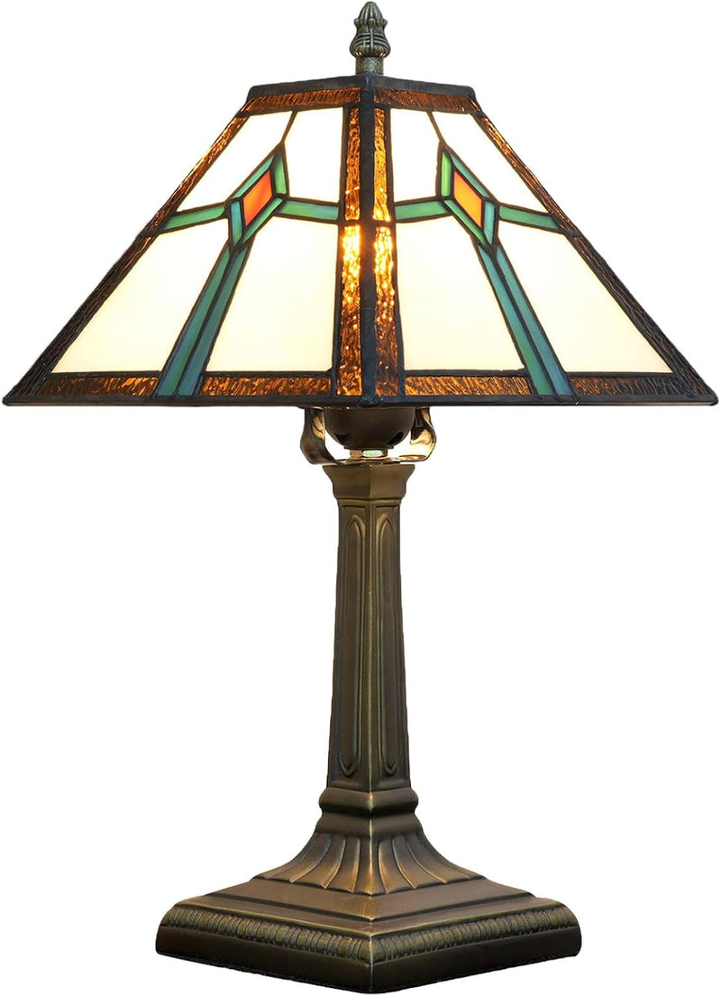 Tiffany Table Lamp Mission Style Stained Glass Antique