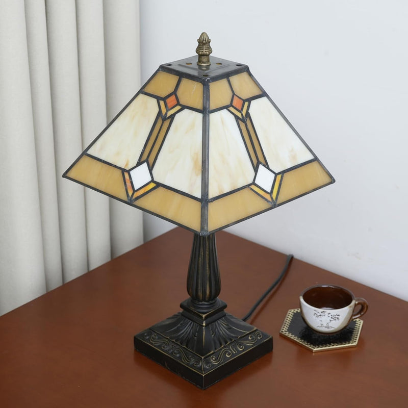 Tiffany Table Lamp Mission Style Stained Glass Antique
