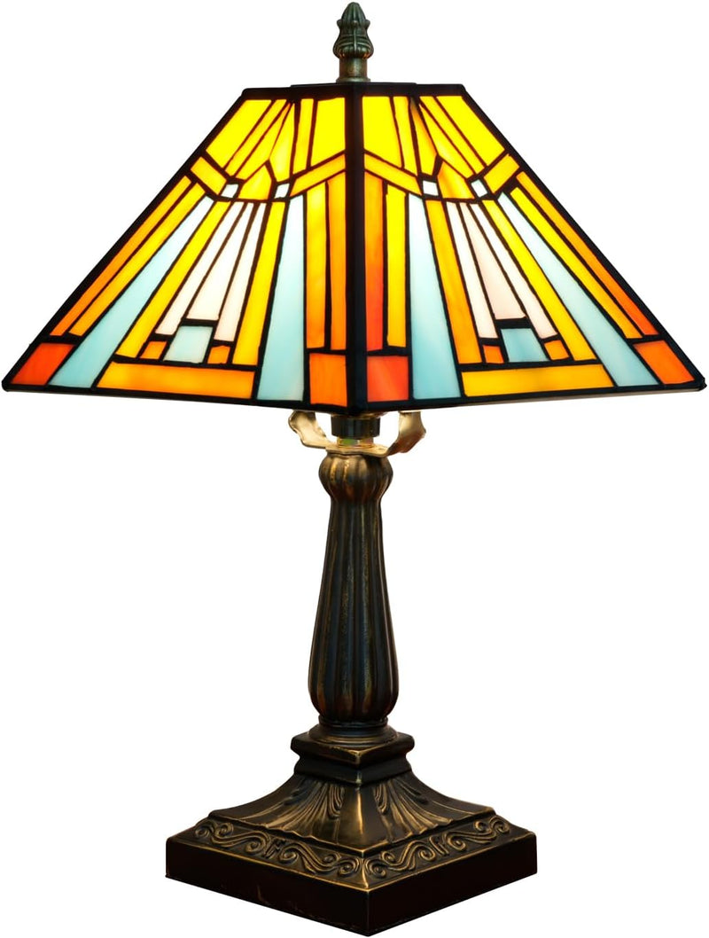 Tiffany Table Lamp Mission Style Stained Glass Antique