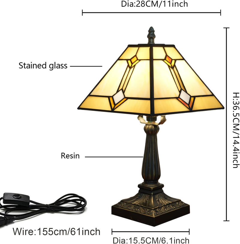 Tiffany Table Lamp Mission Style Stained Glass Antique