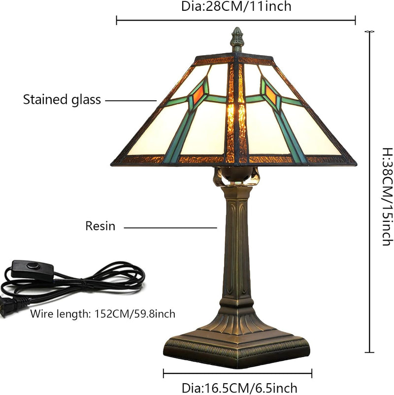 Tiffany Table Lamp Mission Style Stained Glass Antique