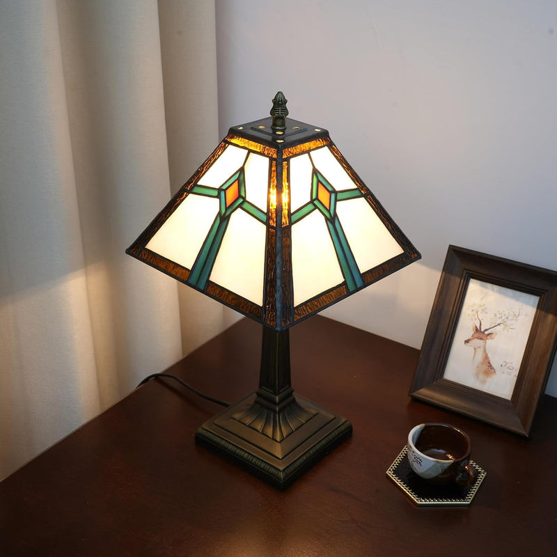 Tiffany Table Lamp Mission Style Stained Glass Antique