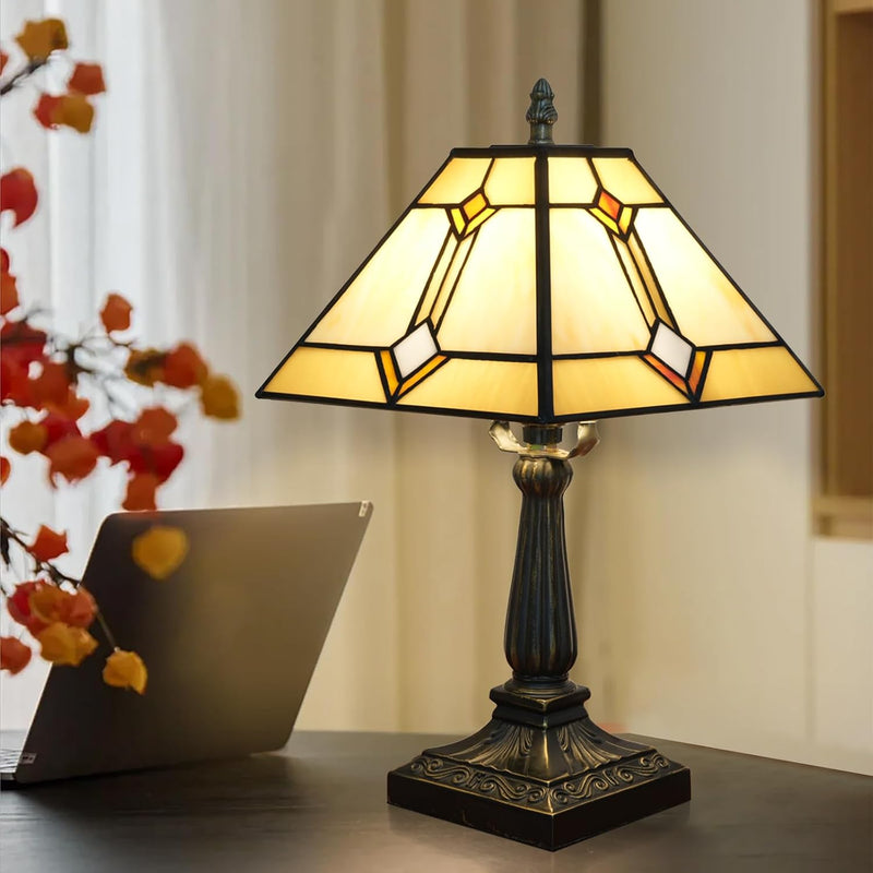 Tiffany Table Lamp Mission Style Stained Glass Antique