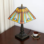 Tiffany Table Lamp Mission Style Stained Glass Antique