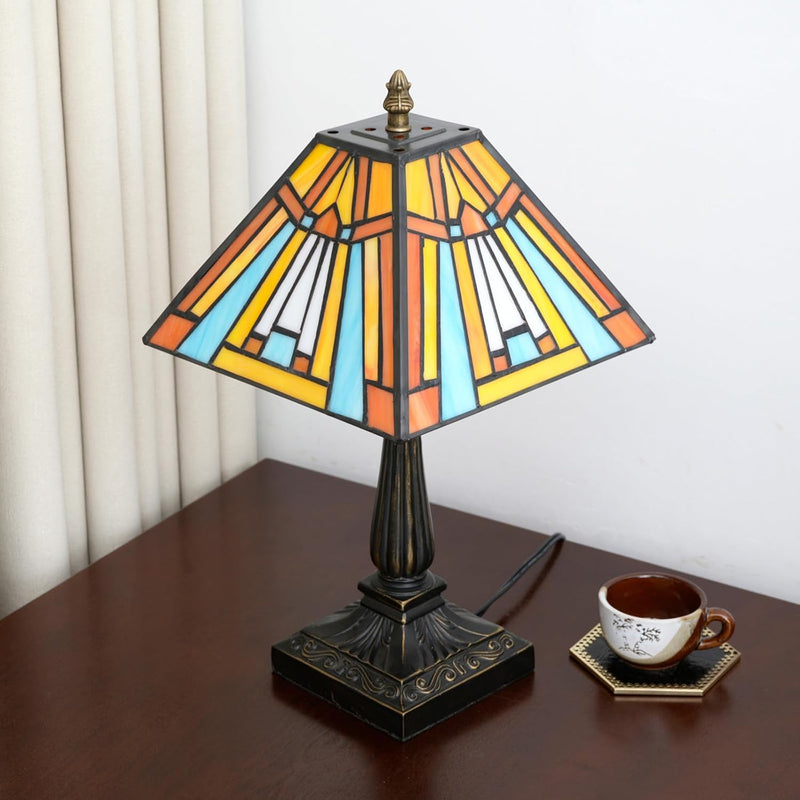 Tiffany Table Lamp Mission Style Stained Glass Antique