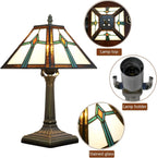 Tiffany Table Lamp Mission Style Stained Glass Antique