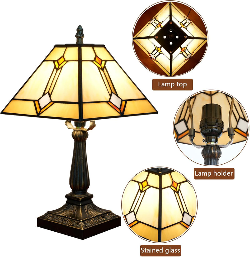 Tiffany Table Lamp Mission Style Stained Glass Antique