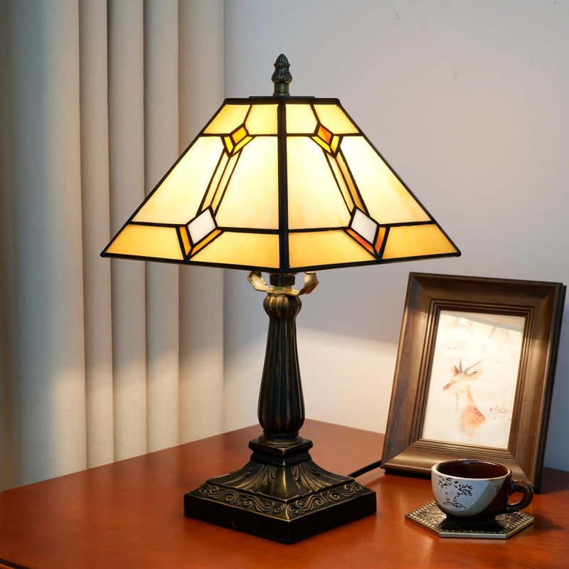 Tiffany Table Lamp Mission Style Stained Glass Antique