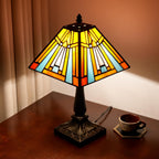 Tiffany Table Lamp Mission Style Stained Glass Antique