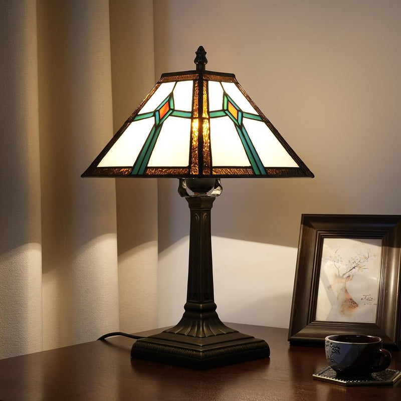 Tiffany Table Lamp Mission Style Stained Glass Antique