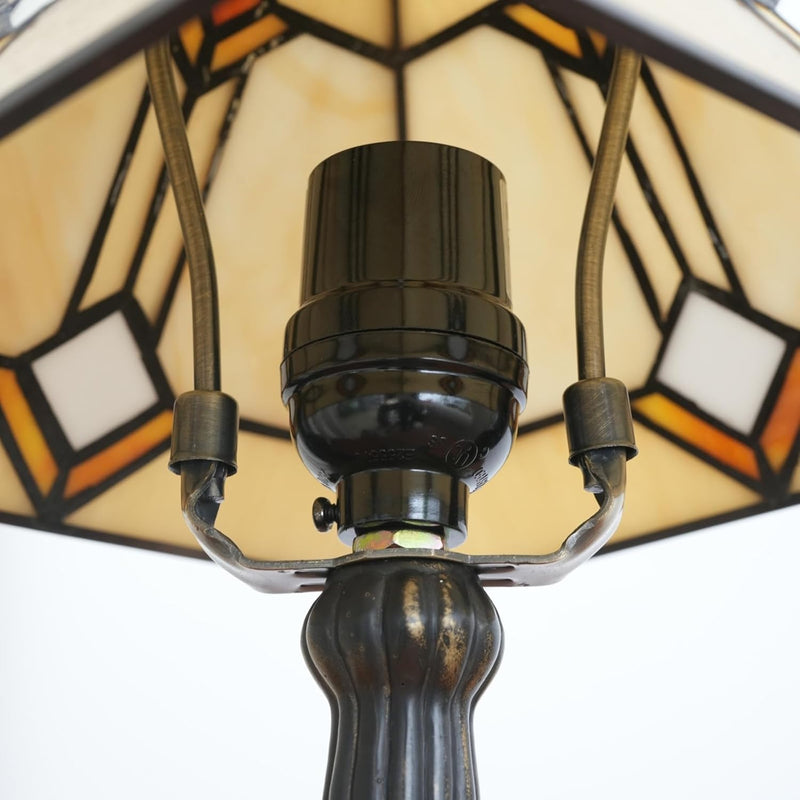 Tiffany Table Lamp Mission Style Stained Glass Antique