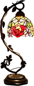 Tiffany Table Lamp Rose Style Stained Glass Reading