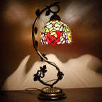 Tiffany Table Lamp Rose Style Stained Glass Reading