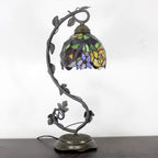 Tiffany Table Lamp Rose Style Stained Glass Reading