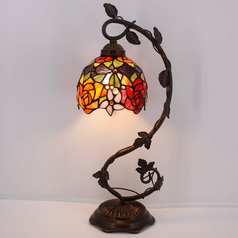 Tiffany Table Lamp Rose Style Stained Glass Reading