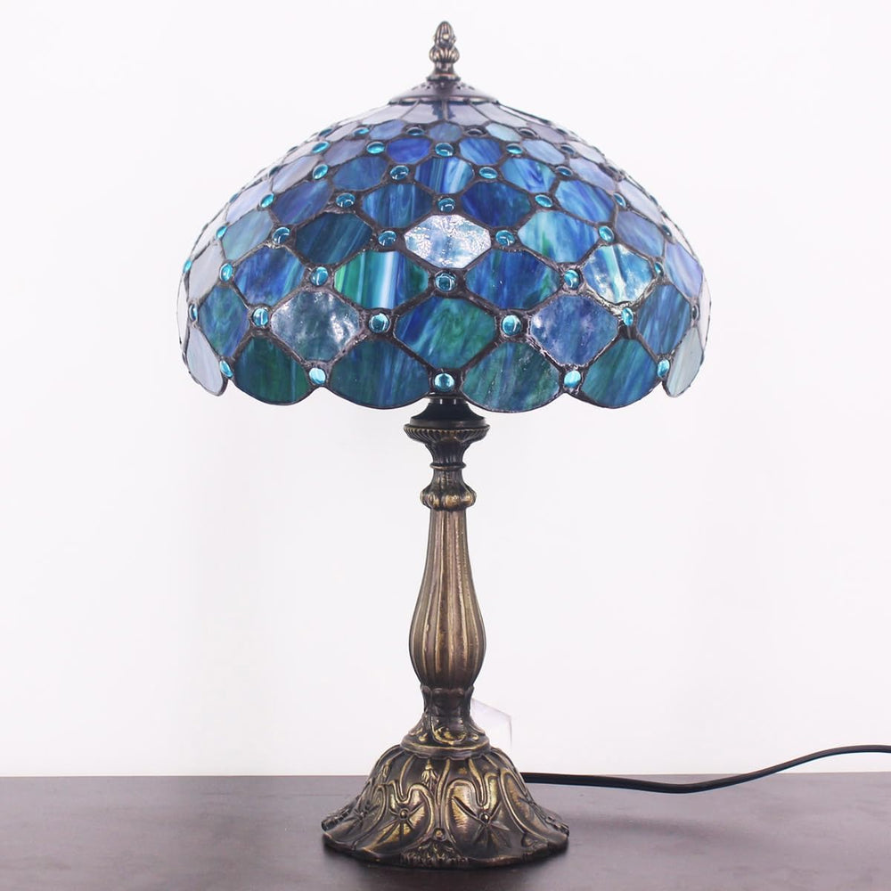 Tiffany Table Lamp Stained Glass 12x12x19 Inch Sea