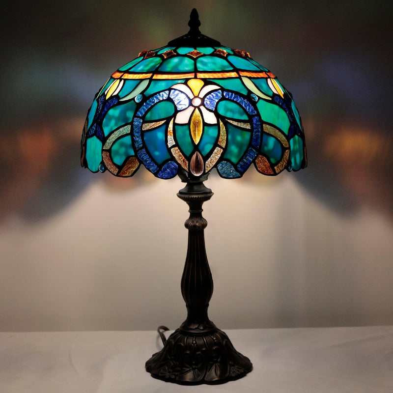 Tiffany Table Lamp Stained Glass 12x12x19 Inch Sea