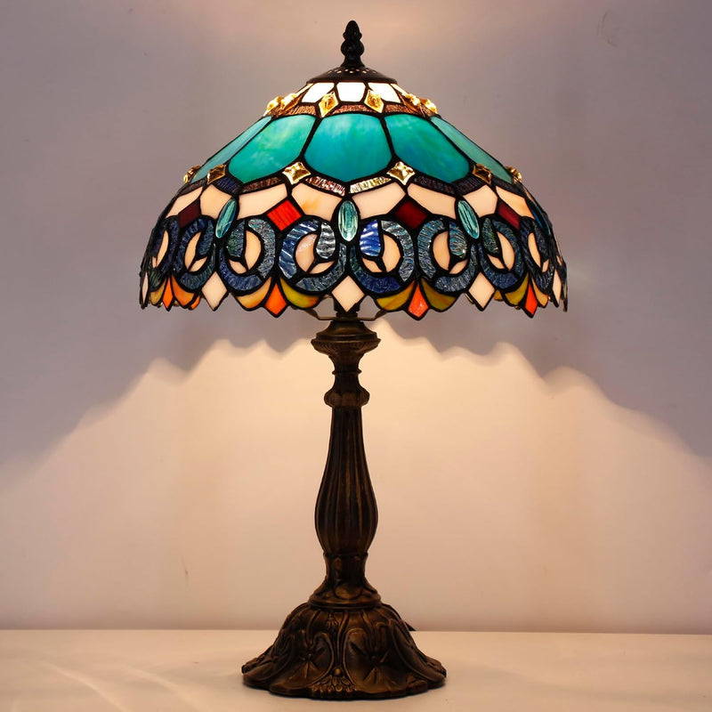 Tiffany Table Lamp Stained Glass 12x12x19 Inch Sea