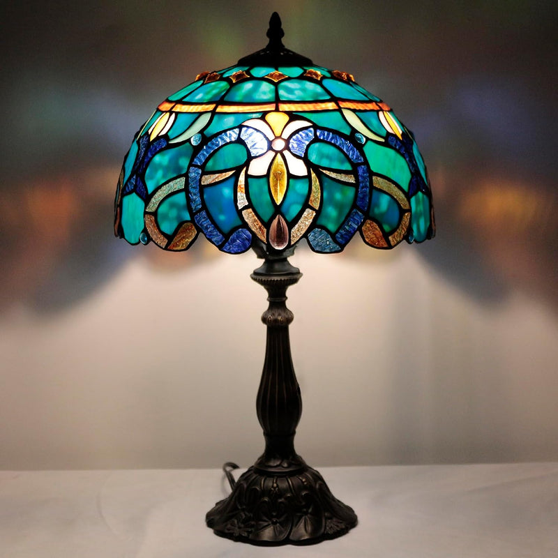 Tiffany Table Lamp Stained Glass 12x12x19 Inch Sea
