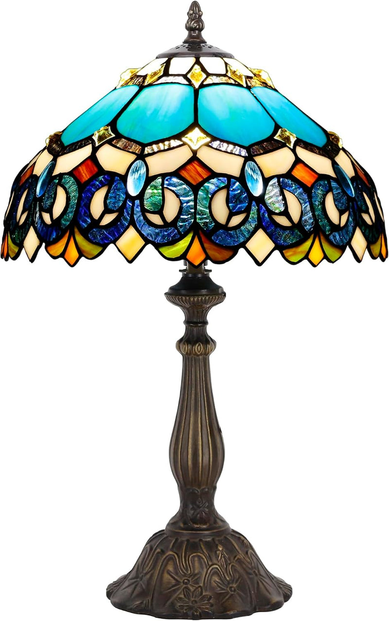 Tiffany Table Lamp Stained Glass 12x12x19 Inch Sea