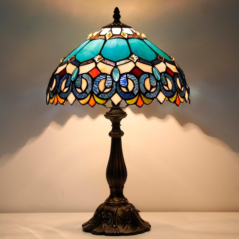 Tiffany Table Lamp Stained Glass 12x12x19 Inch Sea
