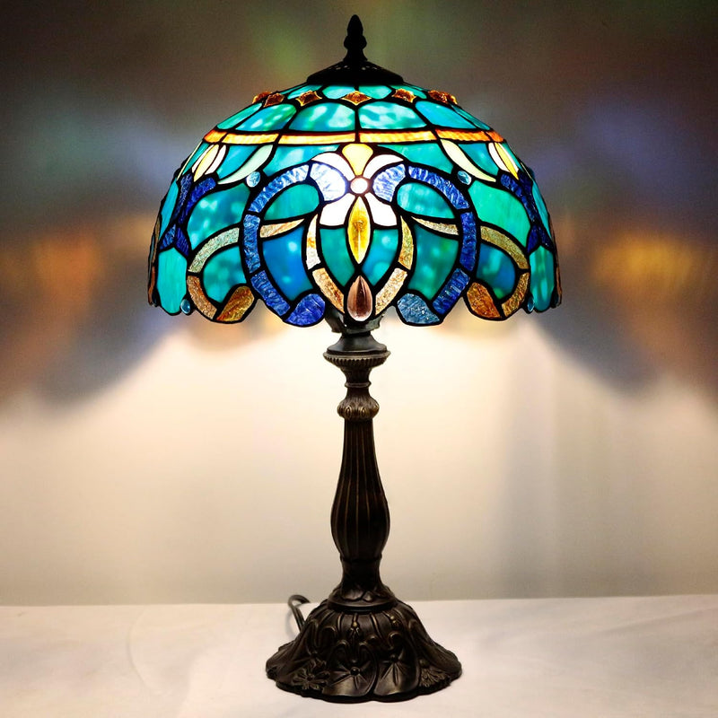 Tiffany Table Lamp Stained Glass 12x12x19 Inch Sea