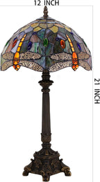 Tiffany Table Lamp Stained Glass 12x12x21 Inch Dragonfly