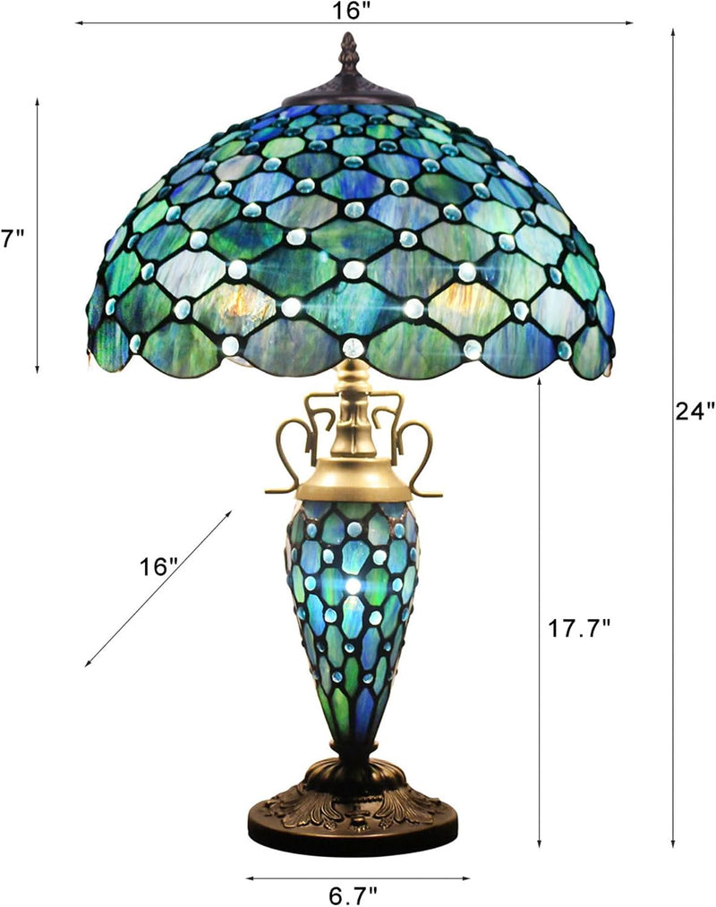 Tiffany Table Lamp Stained Glass 16x16x24 Inch Sea