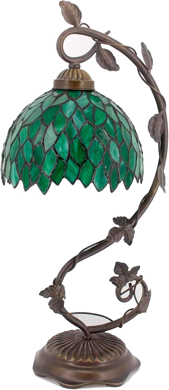 Tiffany Table Lamp Wisteria Stained Glass Style Reading