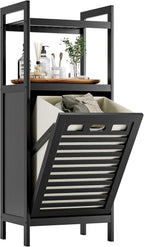 Tilt Out Laundry Hamper Bamboo Basket with Foldable