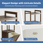 Tilt Out Laundry Hamper Bamboo Basket with Foldable