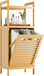 Tilt Out Laundry Hamper Bamboo Basket with Foldable
