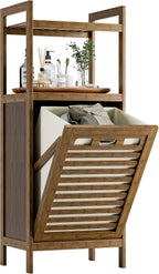 Tilt Out Laundry Hamper Bamboo Basket with Foldable
