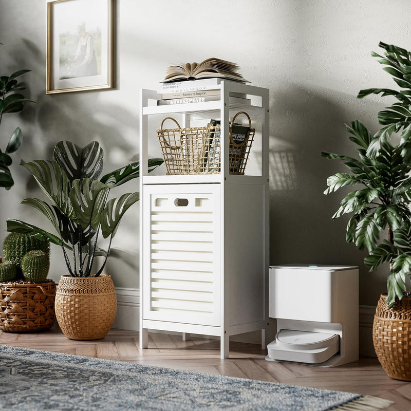 Tilt Out Laundry Hamper Bamboo Basket with Foldable