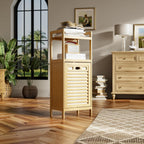 Tilt Out Laundry Hamper Bamboo Basket with Foldable